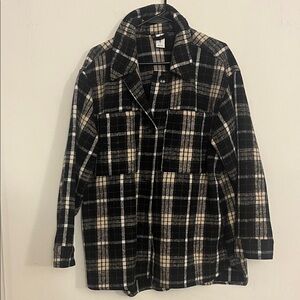 Plaid Black and Cream Shacket